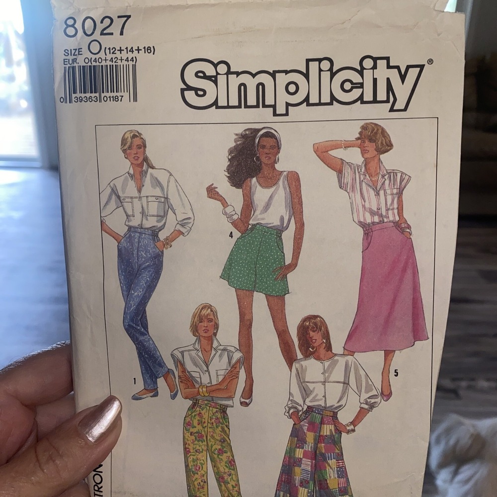Vintage 1987 Simplicity Pattern Skirt Pants 8027 Size 12-16 Cut Complete
